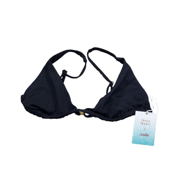Andie Swim x Demi Moore The Tropez Triangle Bikini Top Size Medium Black - Picture 2 of 7